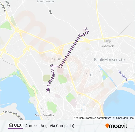 Percorso linea bus UEX