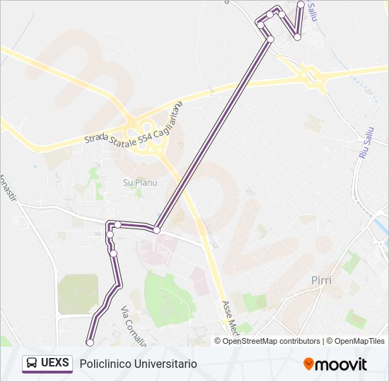 Percorso linea bus UEXS