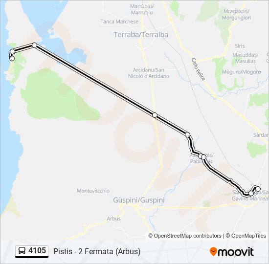 Percorso linea bus 4105