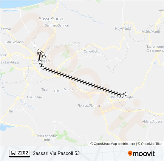 Percorso linea bus 2202
