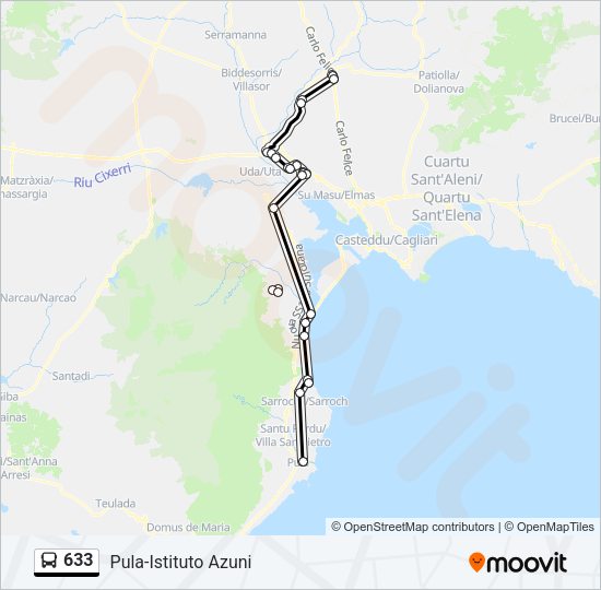 Percorso linea bus 633