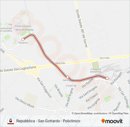 METROCA 1 Light Rail Line Map