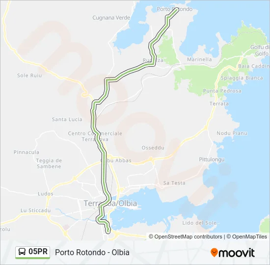 Percorso linea bus 05PR