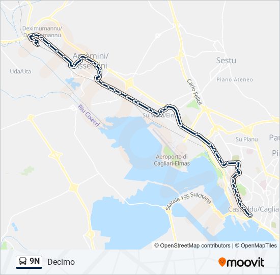 9N bus Line Map