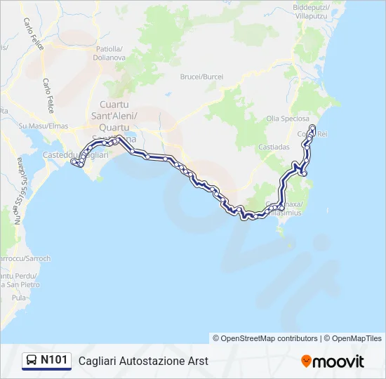 N101 Bus Line Map