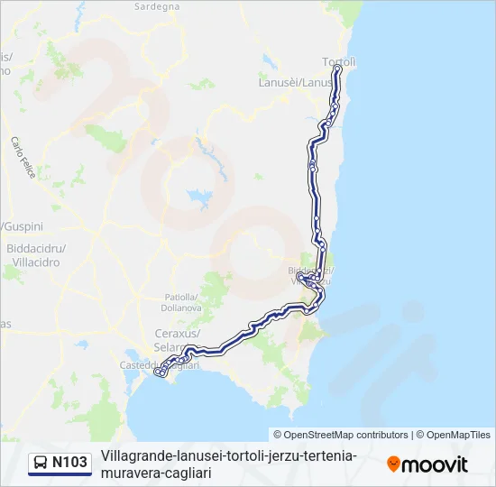 N103 Bus Line Map