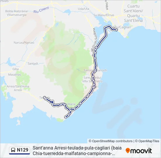 N129 Bus Line Map