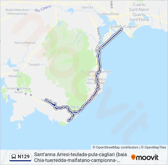 N129 Bus Line Map