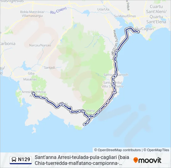 N129 Bus Line Map