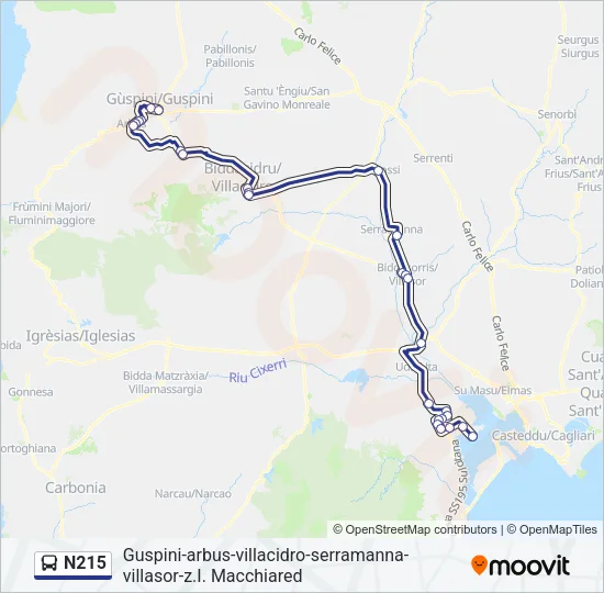 N215 Bus Line Map
