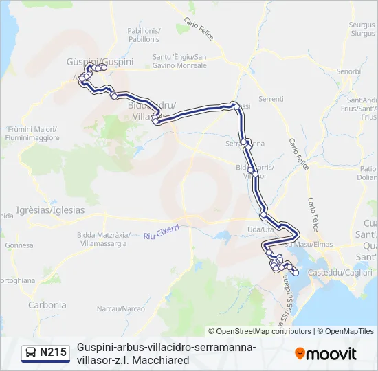 N215 Bus Line Map