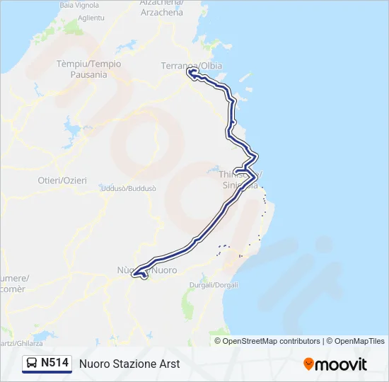 N514 Bus Line Map
