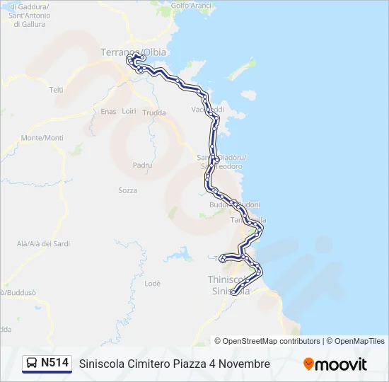N514 Bus Line Map