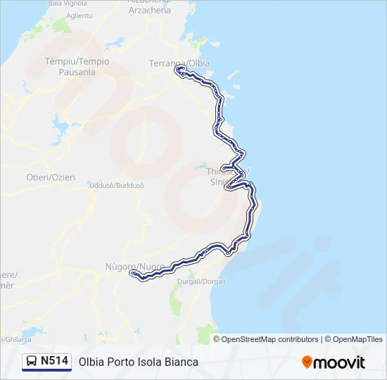 N514 Bus Line Map
