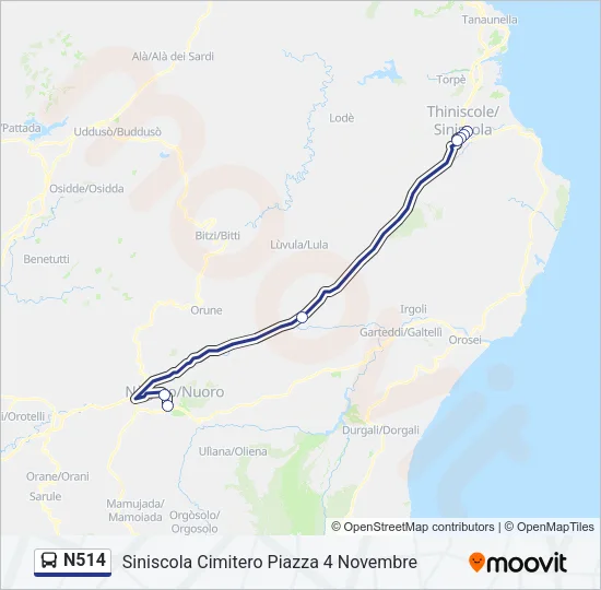 N514 Bus Line Map