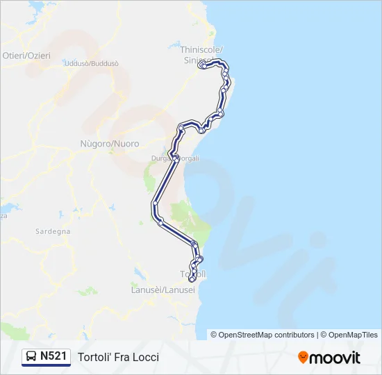 N521 Bus Line Map