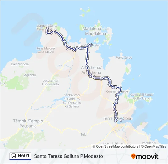 N601 Bus Line Map