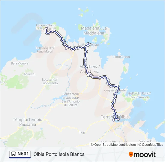 N601 Bus Line Map