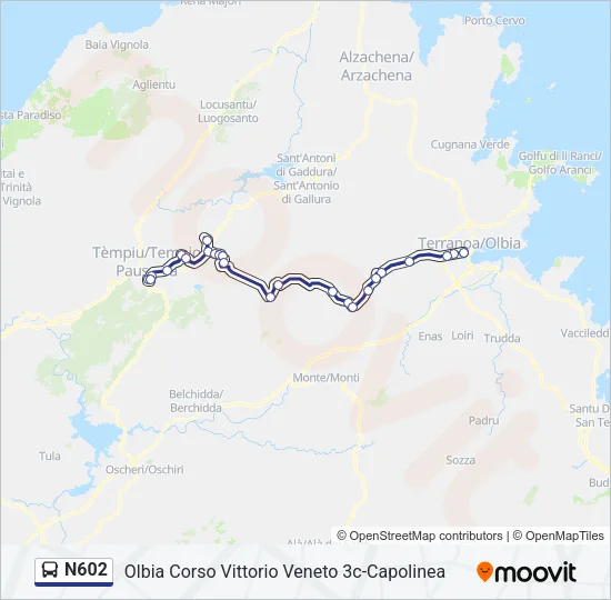 N602 Bus Line Map