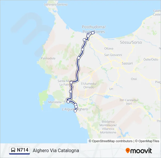 N714 Bus Line Map