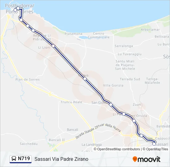 N719 Bus Line Map