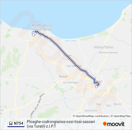 N754 Bus Line Map