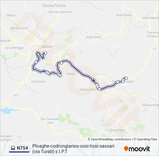 N754 Bus Line Map
