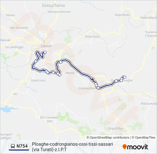 N754 Bus Line Map