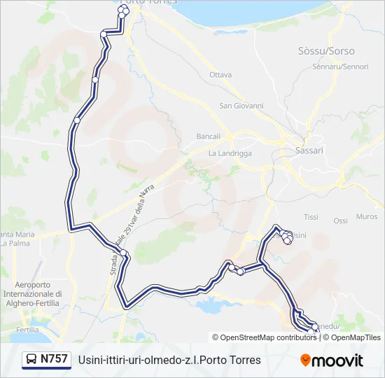 N757 Bus Line Map