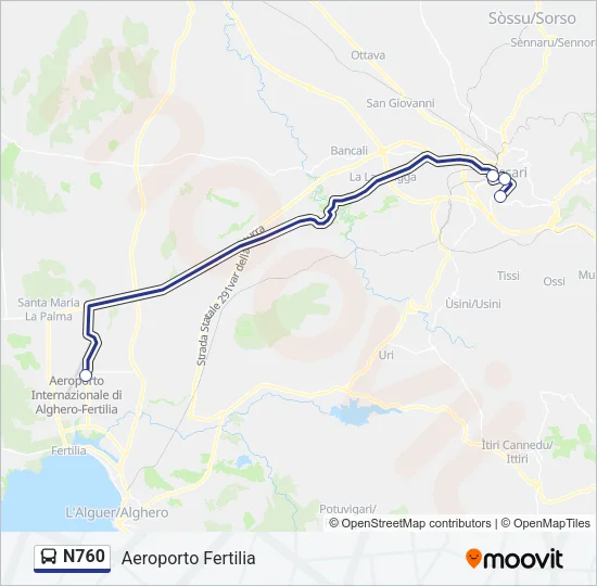 N760 Bus Line Map