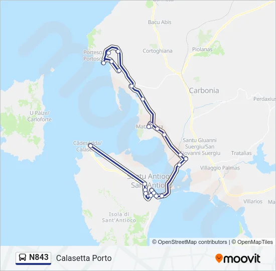 N843 Bus Line Map