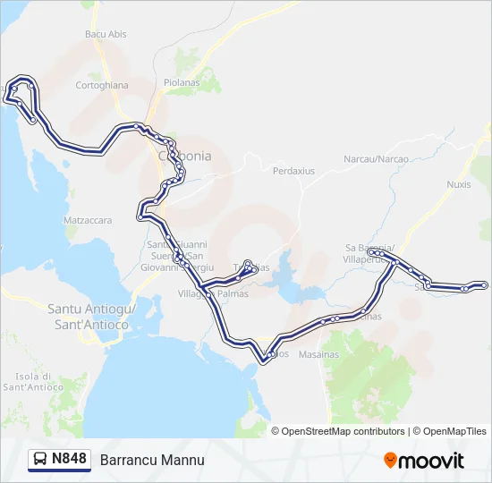N848 Bus Line Map