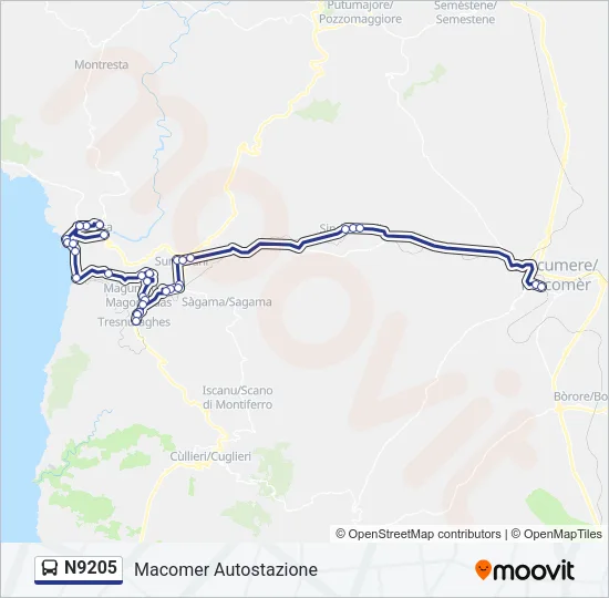 N9205 Bus Line Map