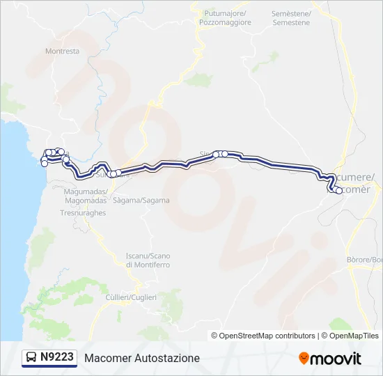 N9223 Bus Line Map