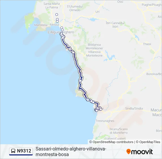N9312 Bus Line Map