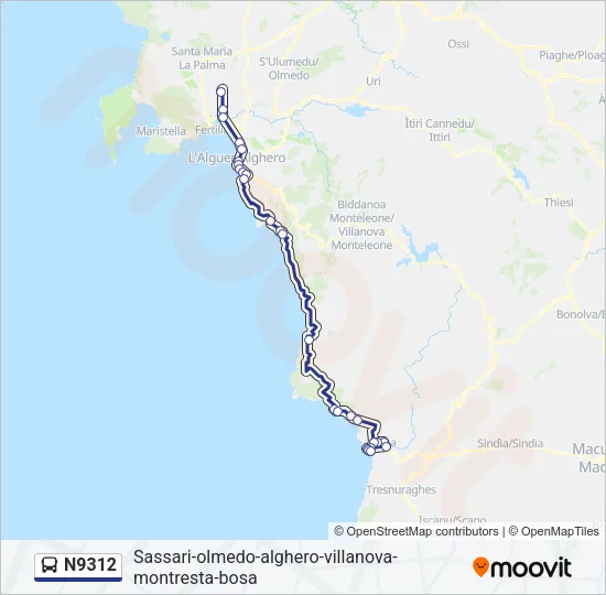 N9312 Bus Line Map