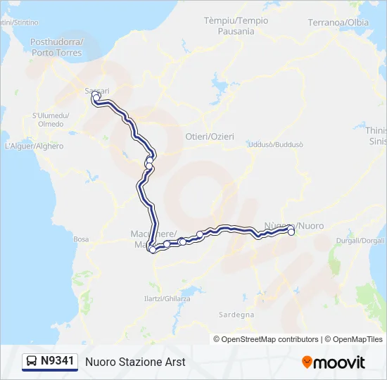 N9341 Bus Line Map