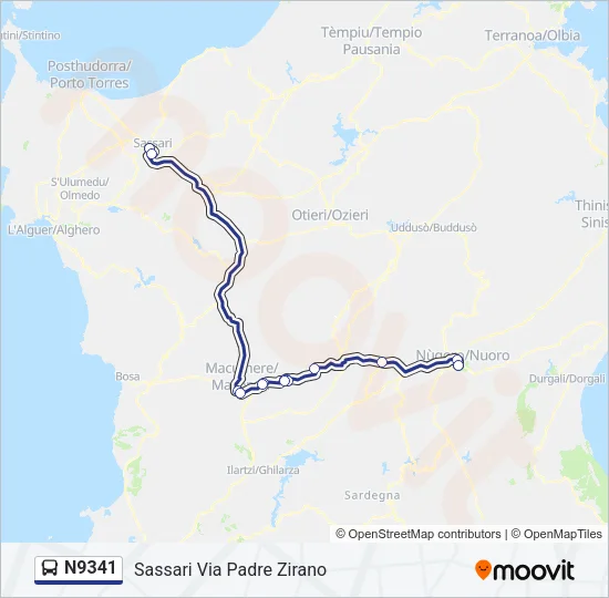 N9341 Bus Line Map
