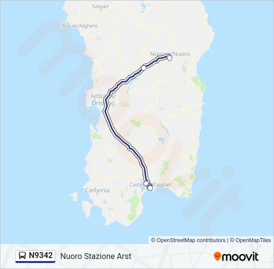 N9342 Bus Line Map