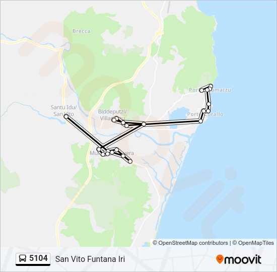 Linea 5104: orari, fermate e mappe - San Vito Funtana Iri (Aggiornato)