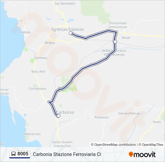 Percorso linea bus 8005