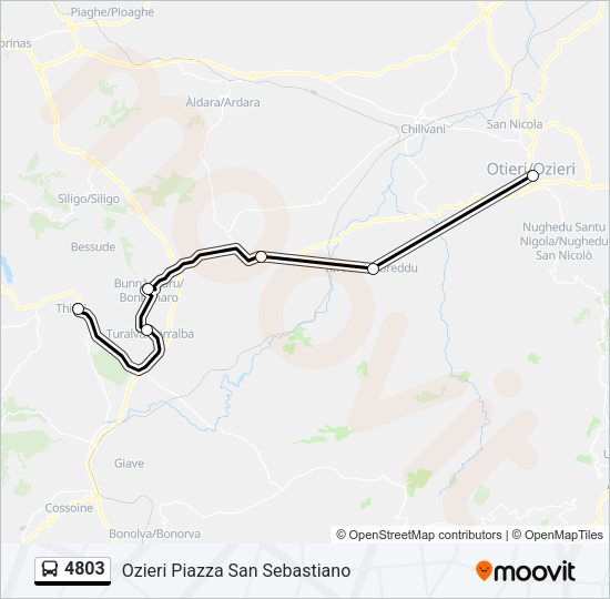 Percorso linea bus 4803
