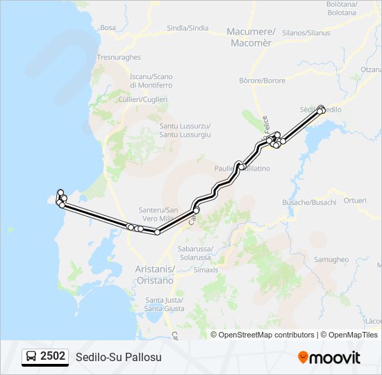 Percorso linea bus 2502