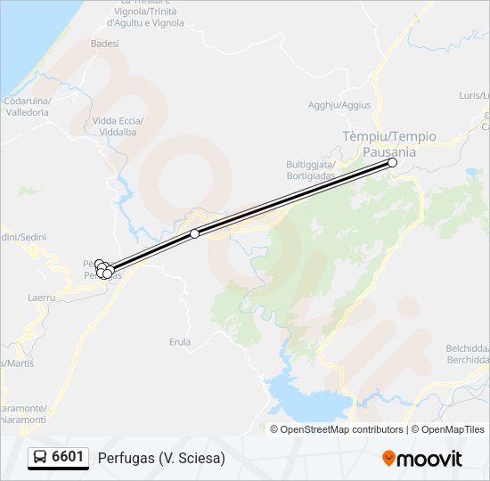 Percorso linea bus 6601