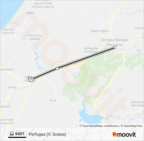 Percorso linea bus 6601