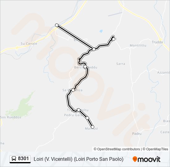 Percorso linea bus 8301
