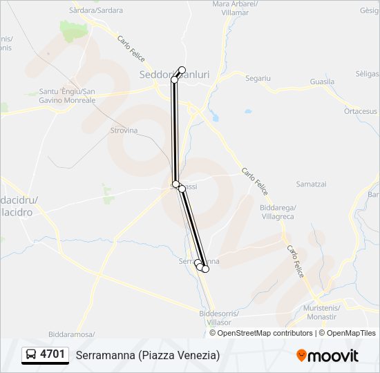 Percorso linea bus 4701