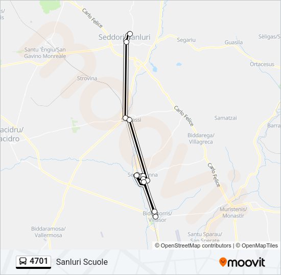 Percorso linea bus 4701