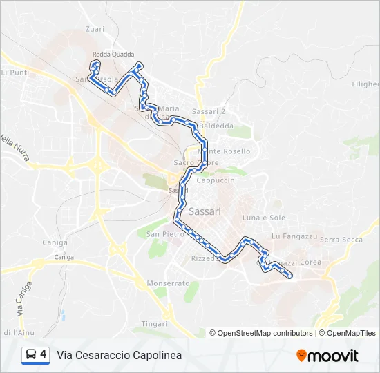 Percorso linea bus 4
