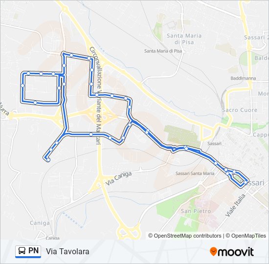 Percorso linea bus PN